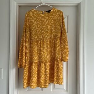 Long sleeved Yellow floral summer dress